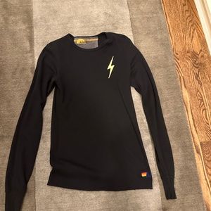 Aviator Nation black thermal with yellow bolt detail size small